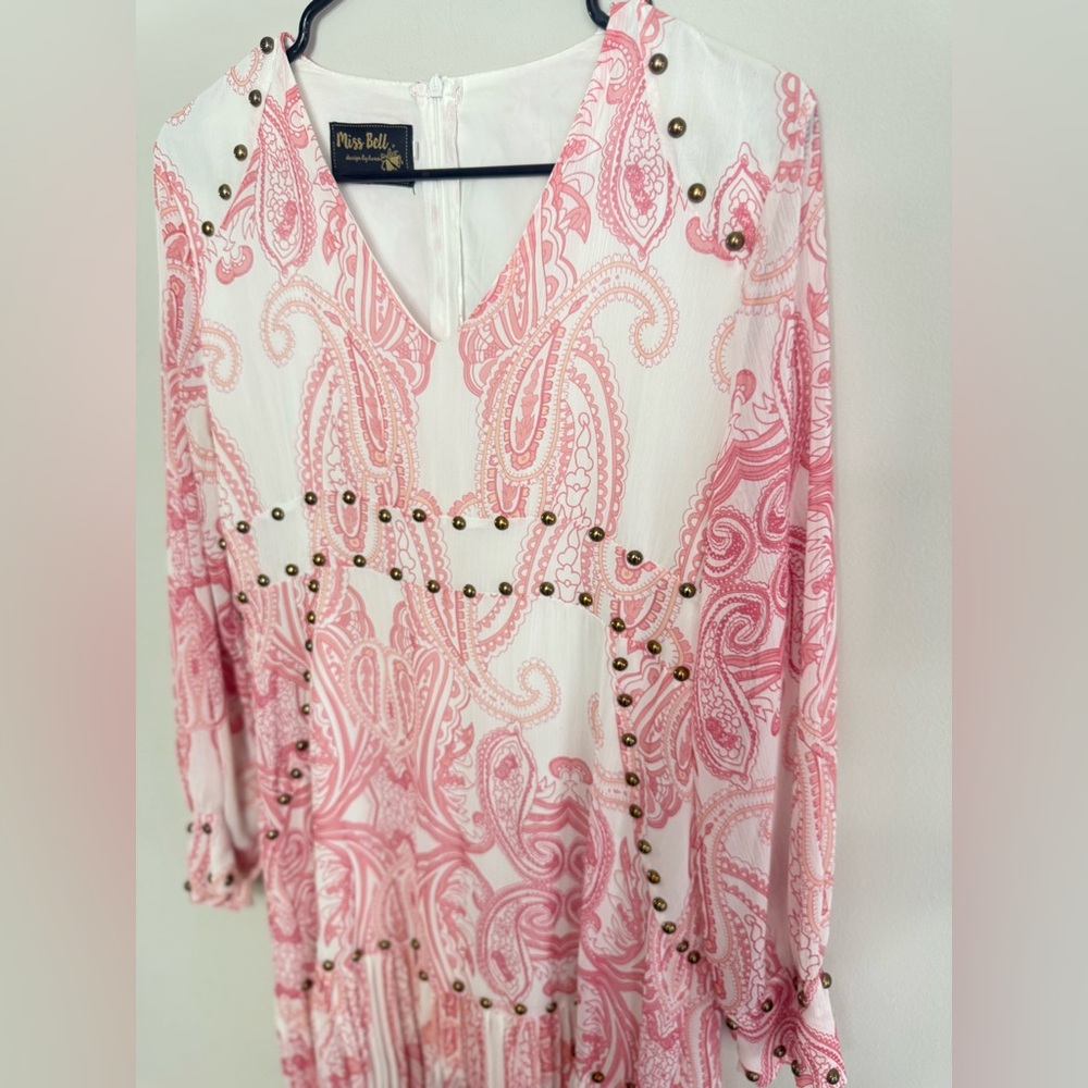Elegant Pink Paisley Maxi Dress Size XXL - Picture 6 of 11